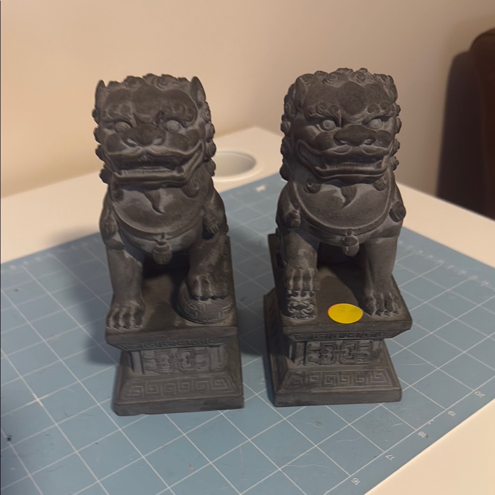 Gray Foo Dog Statues